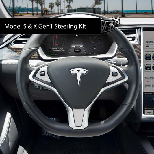 3M Satin White Tesla Steering Wheel Wrap | Model X - Tesla Emblems