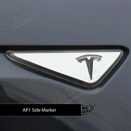 3M Satin White Tesla AP1 Side Marker Wrap (2pcs) - Tesla Emblems