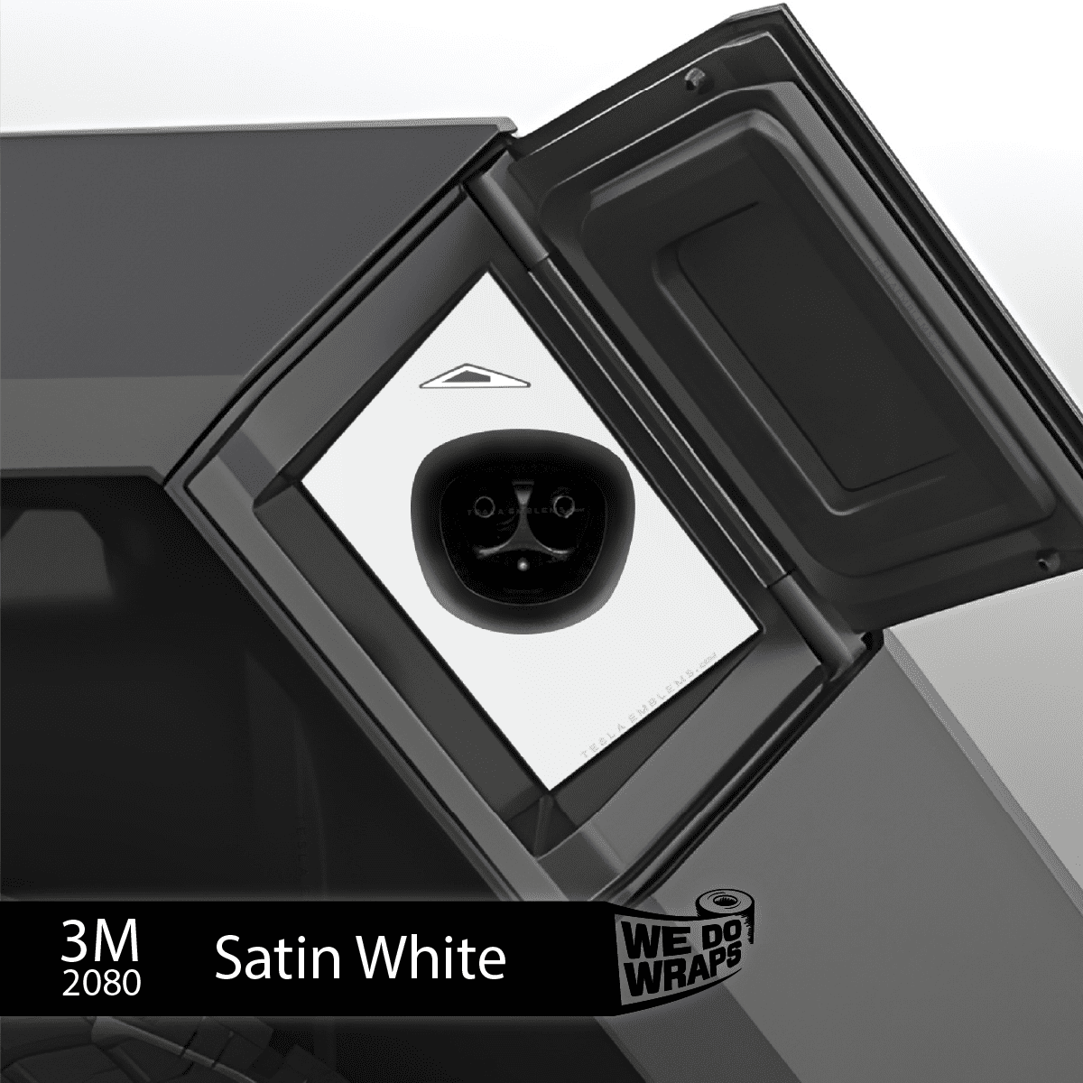 3M Satin White Tesla Charge Port Wrap | Cybertruck - Tesla Emblems