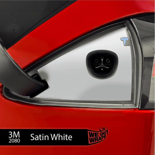 3M Satin White Tesla Charge Port Wrap | Model S - Tesla Emblems