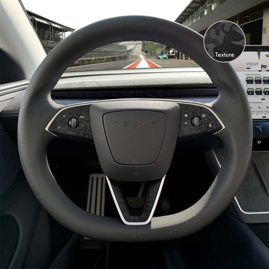 3M Shadow Black Camo Tesla Steering Wheel Trim Decal Kit (3pcs) | M3 Feb 2024 - '25 "Highland" - Tesla Emblems