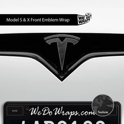 3M Shadow Black Camo Tesla Emblem Decals (Front + Back) | Model X - Tesla Emblems