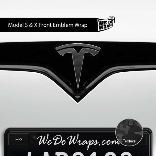 3M Shadow Black Camo Tesla Emblem Decals (Front + Back) | Model X - Tesla Emblems