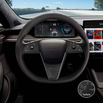 3M Shadow Black Camo Tesla Steering Wheel Trim Decal Kit (3pcs) | MS Feb 2021+ - Tesla Emblems