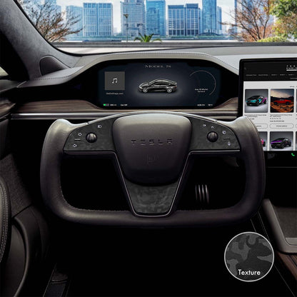 3M Shadow Black Camo Tesla Steering Wheel Trim Decal Kit (3pcs) | MS Feb 2021+ - Tesla Emblems