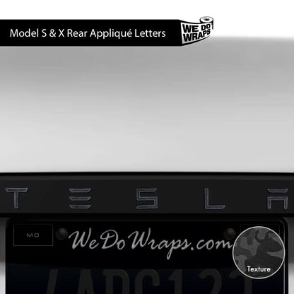 3M Shadow Black Camo Tesla Emblem Decals (Front + Back) | Model X - Tesla Emblems