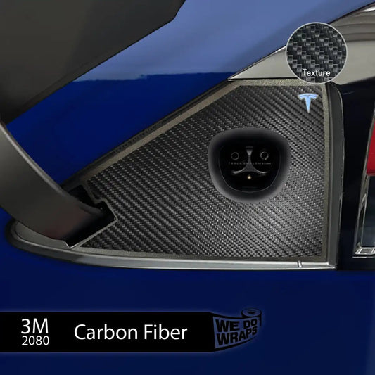 3M Carbon Fiber Tesla Charge Port Wrap | Model X - Tesla Emblems