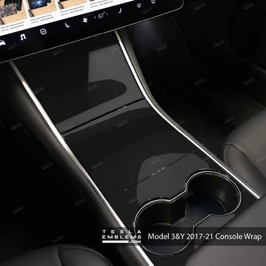 3M Gloss Black Center Console Wrap Kit | 2017-2021 Model 3 & Y - Tesla Emblems