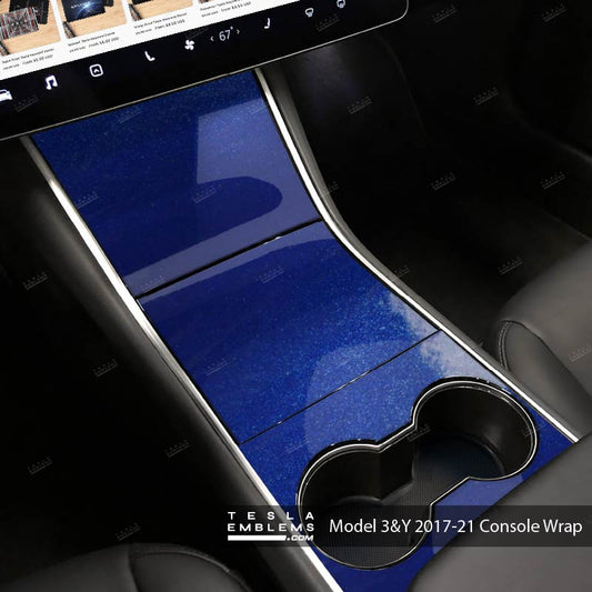 3M Deep Blue Metallic Center Console Wrap Kit | 2017-2021 Model 3 & Y - Tesla Emblems