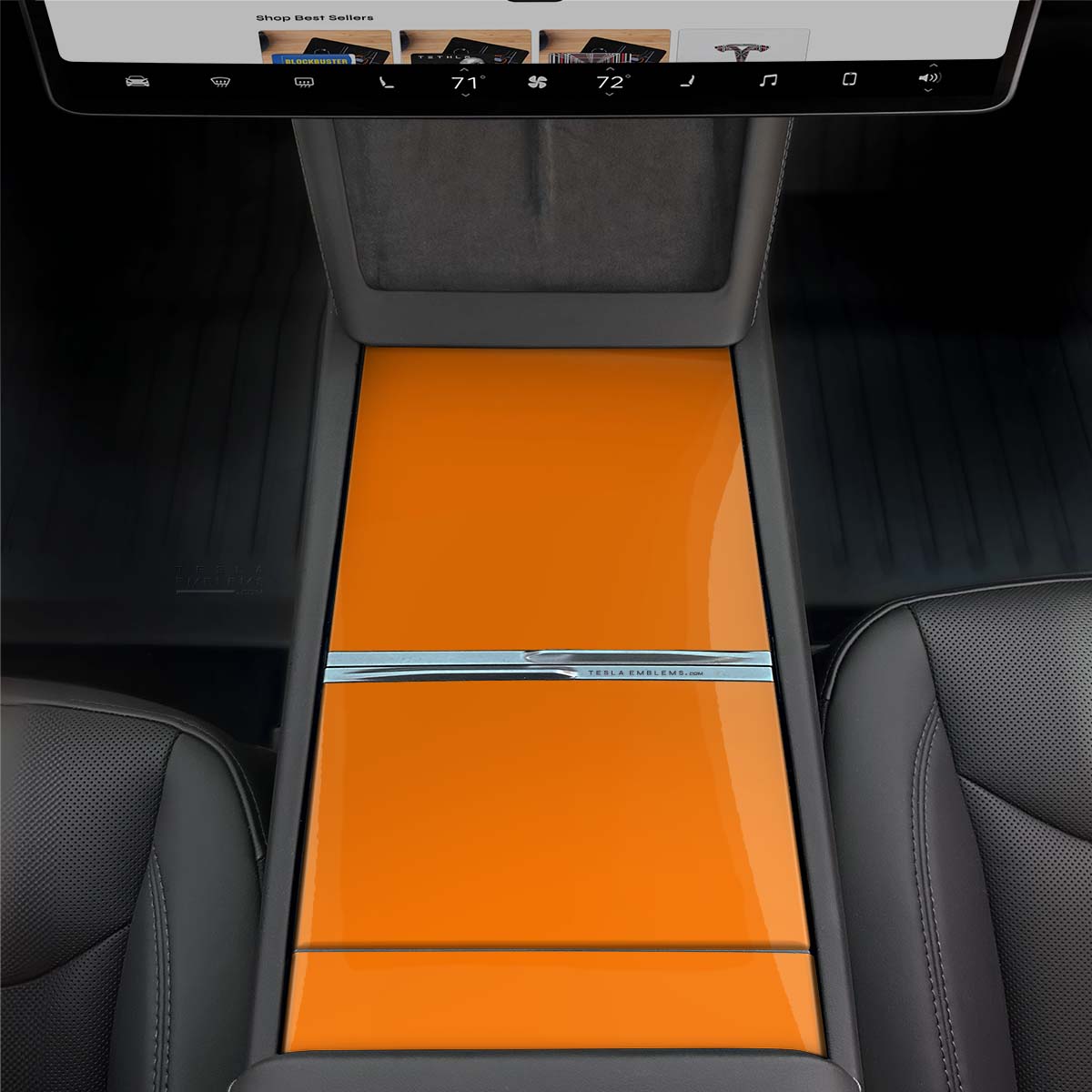 3M Gloss Deep Orange Center Console Wrap Kit | 2024+ Model 3 "Highland" - Tesla Emblems