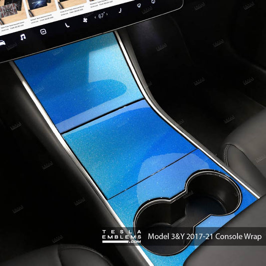 3M Gloss Fire Blue Center Console Wrap Kit | 2017-2021 Model 3 & Y - Tesla Emblems