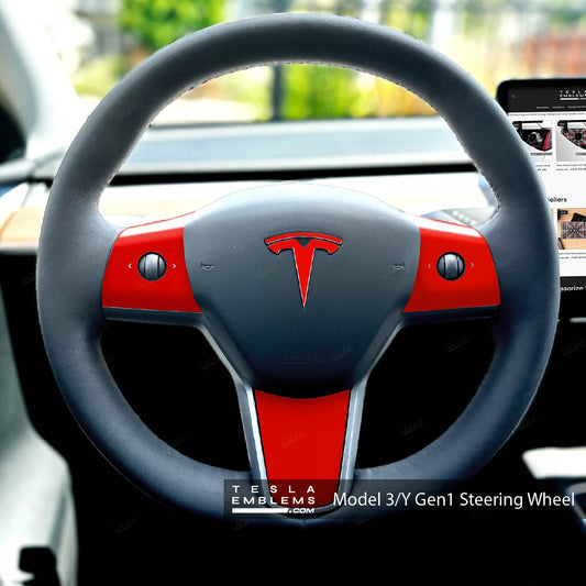 3M Gloss Hot Rod Red Tesla Steering Wheel Trim Decal Kit (4pcs)