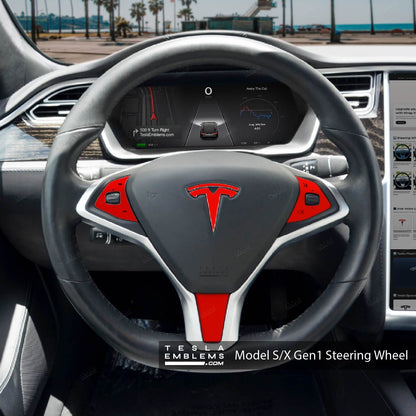 3M Gloss Hot Rod Red Tesla Steering Wheel Trim Decal Kit (4pcs)