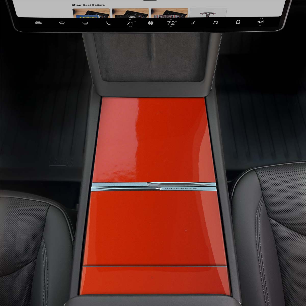 3M Gloss Hot Rod Red Center Console Wrap Kit | 2024+ Model 3 "Highland" - Tesla Emblems