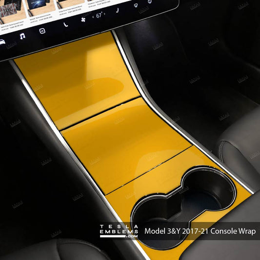 3M Gloss Sunflower Yellow Center Console Wrap Kit | 2017-2021 Model 3 & Y - Tesla Emblems