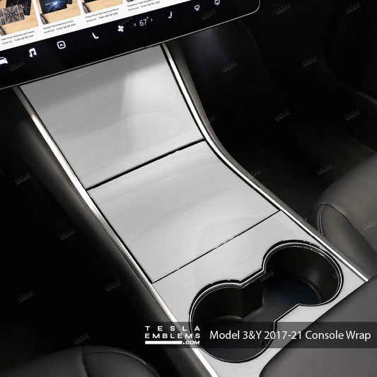 3M Gloss White Center Console Wrap Kit | 2017-2021 Model 3 & Y - Tesla Emblems