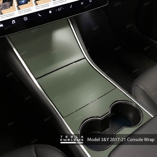 3M Matte Military Green Center Console Wrap Kit | 2017-2021 Model 3 & Y - Tesla Emblems