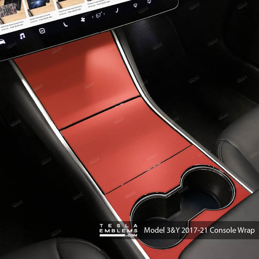 3M Matte Red Center Console Wrap Kit | 2017-2021 Model 3 & Y - Tesla Emblems