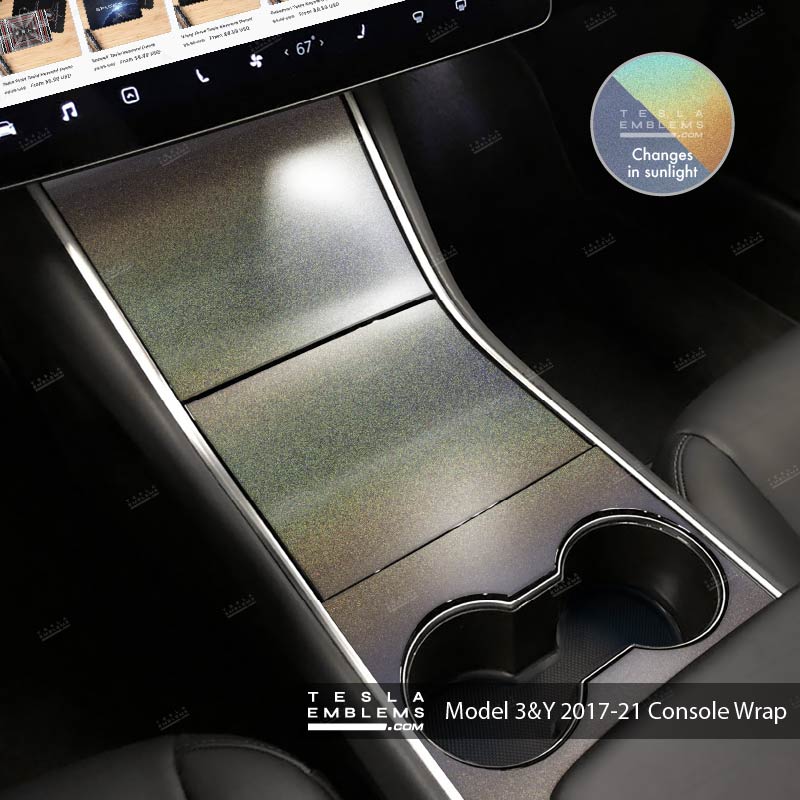 3M Satin Psychedelic Flip Center Console Wrap Kit | 2017-2021 Model 3 & Y - Tesla Emblems