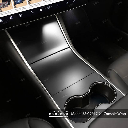 3M Satin Black Center Console Wrap Kit | 2017-2021 Model 3 & Y - Tesla Emblems