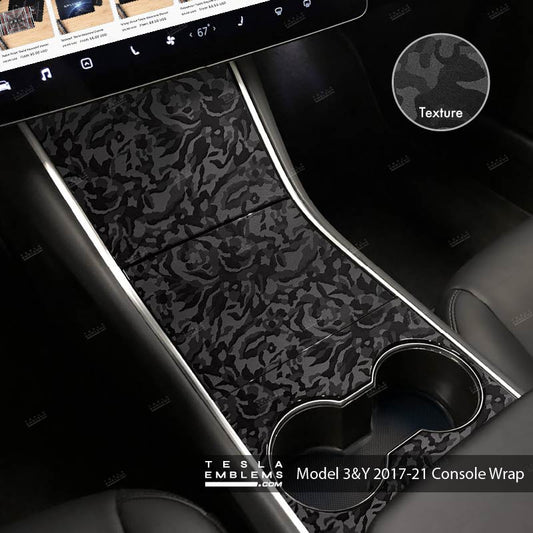 3M Shadow Black Center Console Wrap Kit | 2017-2021 Model 3 & Y - Tesla Emblems