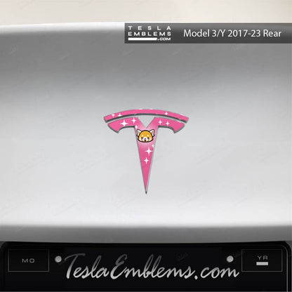 Aggretsuko Tesla Emblem Decals (Front + Back) - Tesla Emblems