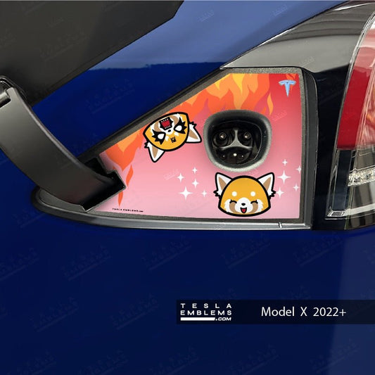Aggretsuko Tesla Charge Port Wrap - Tesla Emblems