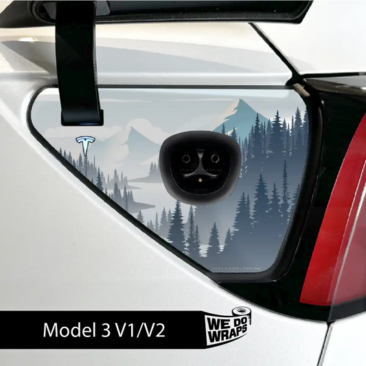 Alpine Retreat Tesla Charge Port Wrap | Model 3 - Tesla Emblems