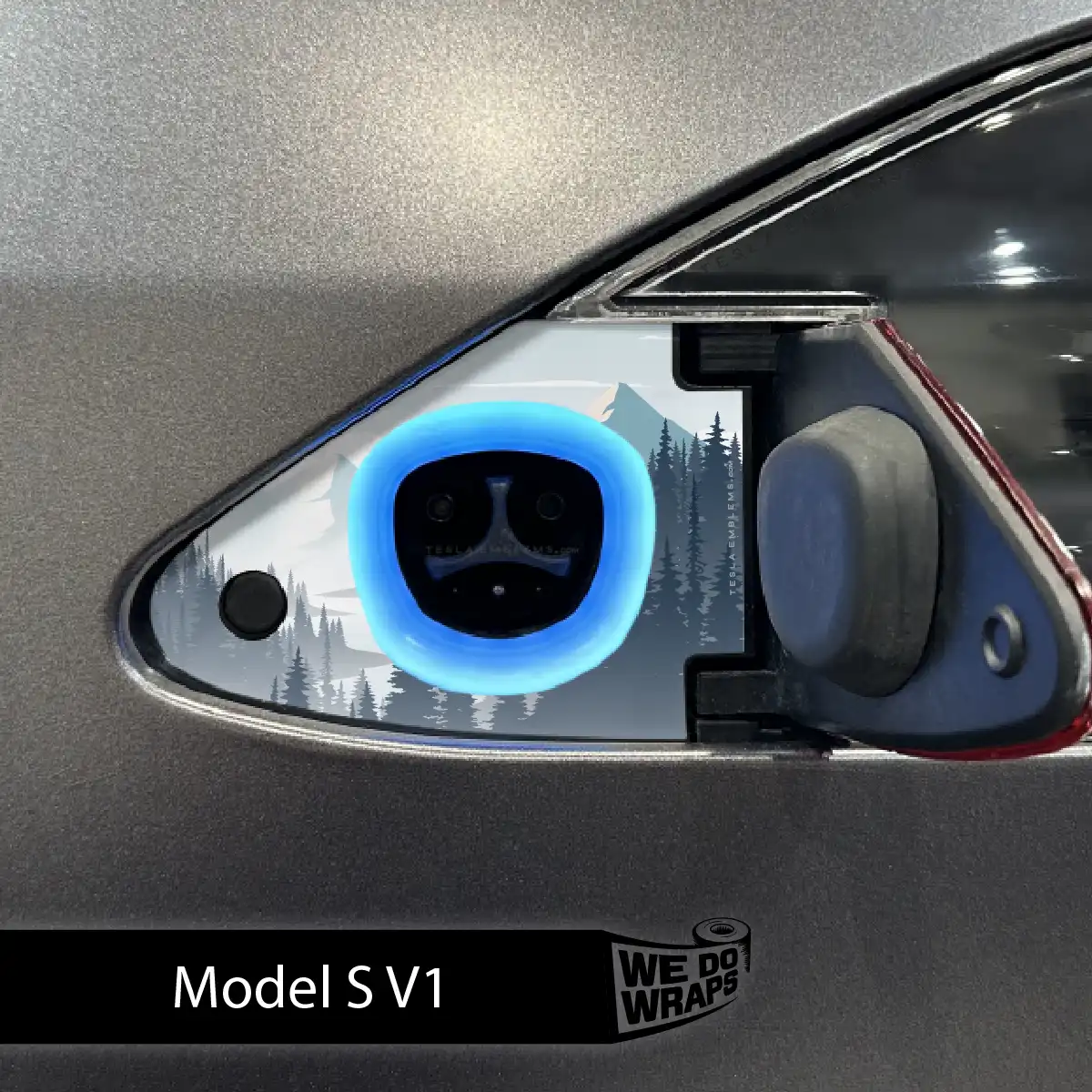 Alpine Retreat Tesla Charge Port Wrap | Model S - Tesla Emblems