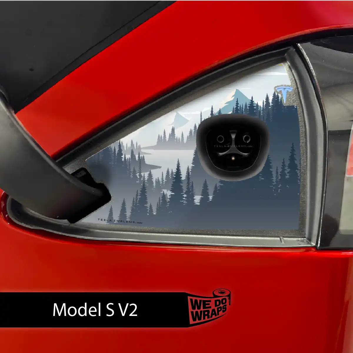 Alpine Retreat Tesla Charge Port Wrap | Model S - Tesla Emblems
