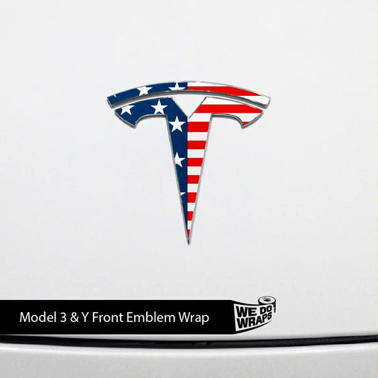 American Flag Tesla Emblem Decals (Front + Back) | Model Y - Tesla Emblems