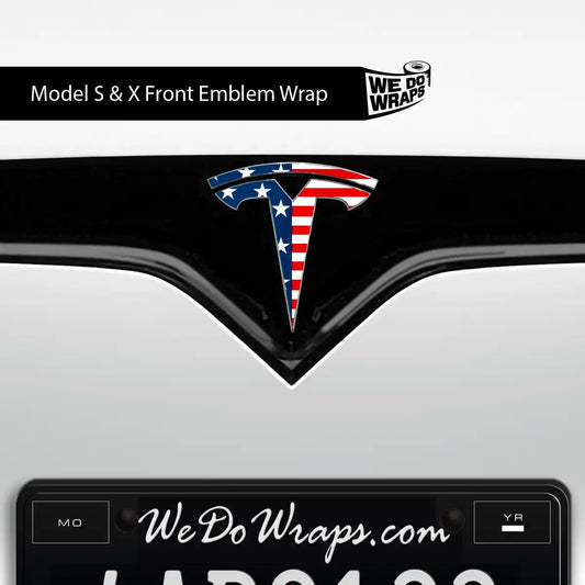 American Flag Tesla Emblem Decals (Front + Back) | Model X - Tesla Emblems