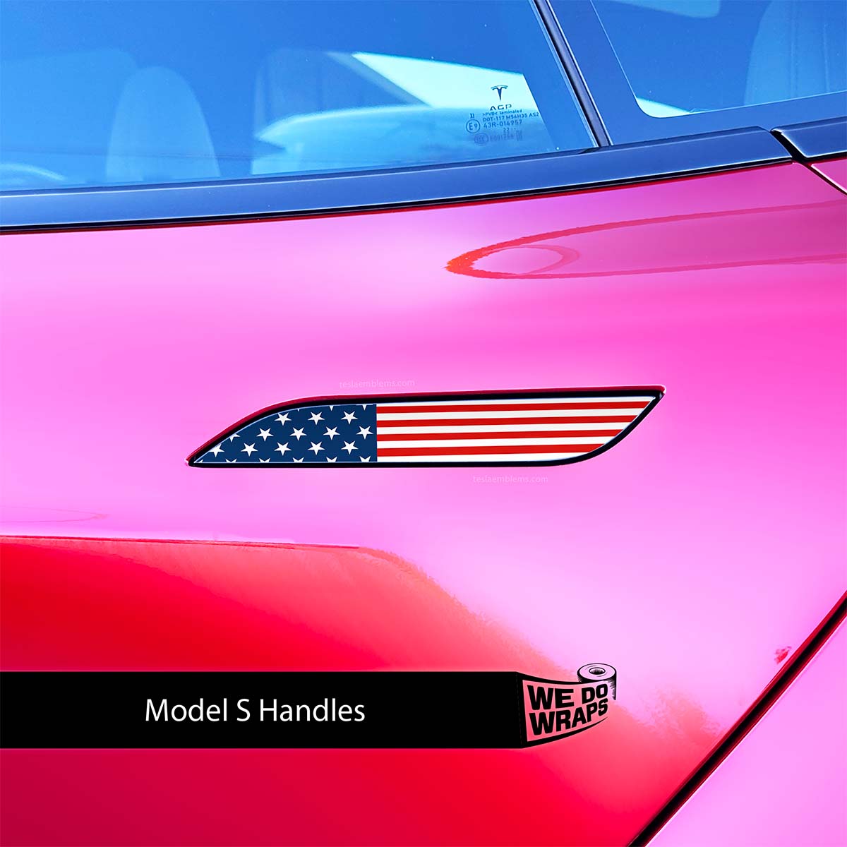 American Flag Tesla Door Handle Decals (4pcs) - Tesla Emblems