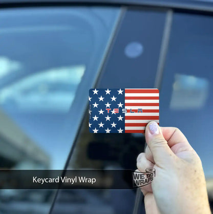 American Flag Tesla Keycard Decal - Tesla Emblems