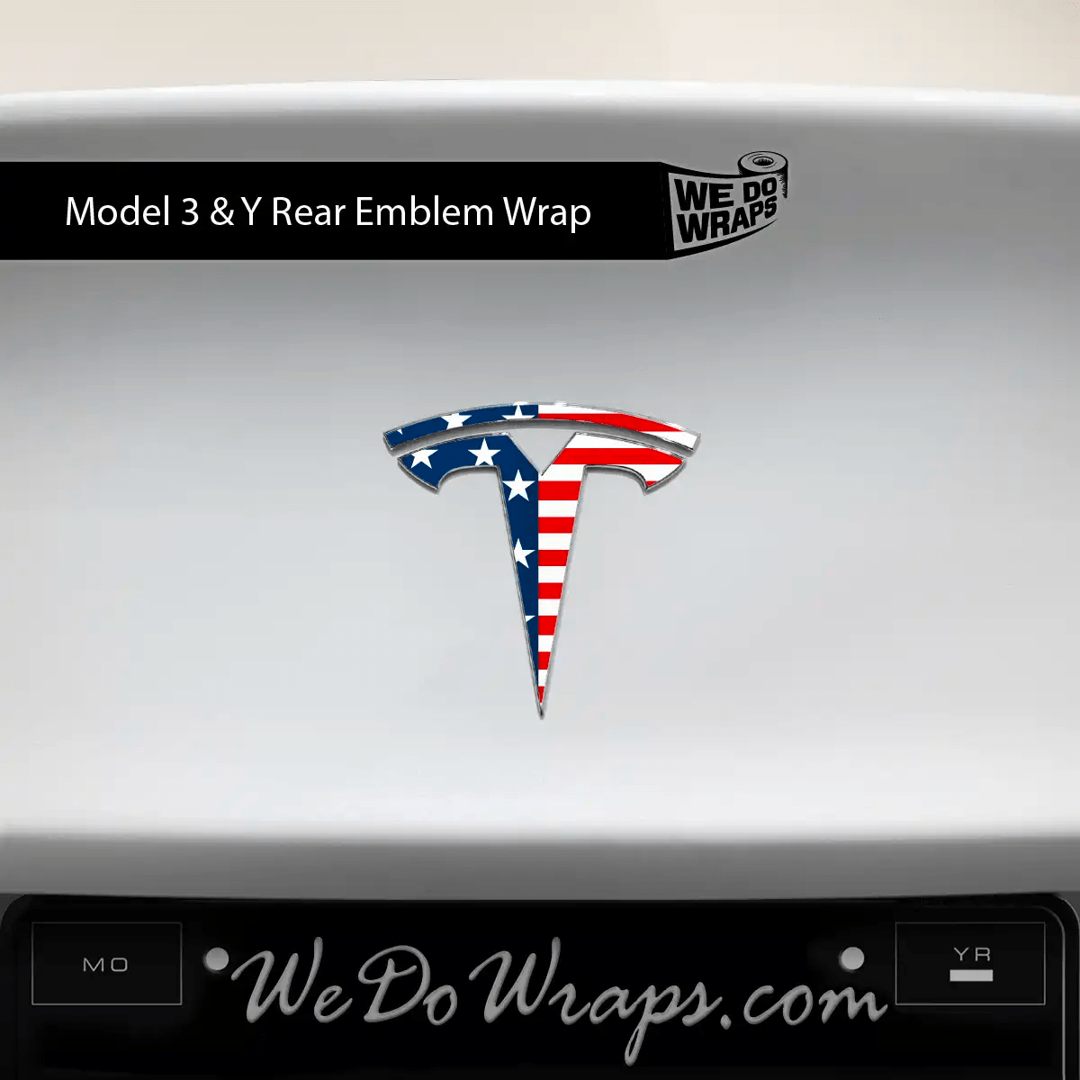 American Flag Tesla Emblem Decals (Front + Back) | Model Y - Tesla Emblems