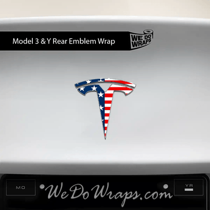 American Flag Tesla Emblem Decals (Front + Back) | Model Y - Tesla Emblems