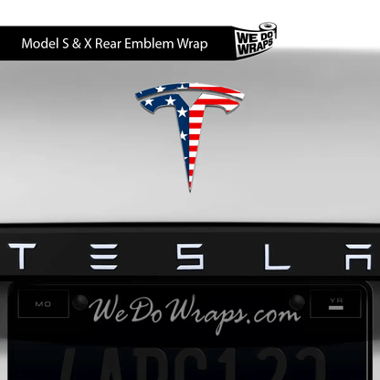 American Flag Tesla Emblem Decals (Front + Back) | Model X - Tesla Emblems