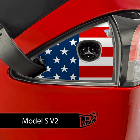 American Flag Tesla Charge Port Wrap | Model S - Tesla Emblems