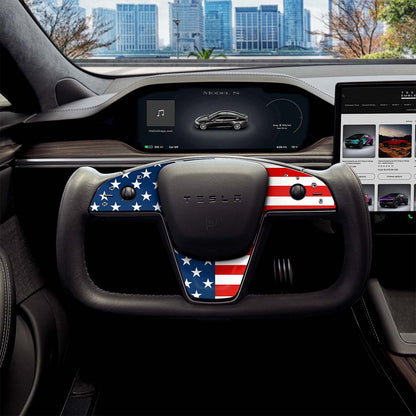 American Flag Tesla Steering Wheel Trim Decal Kit (3pcs) | MX Feb 2021+