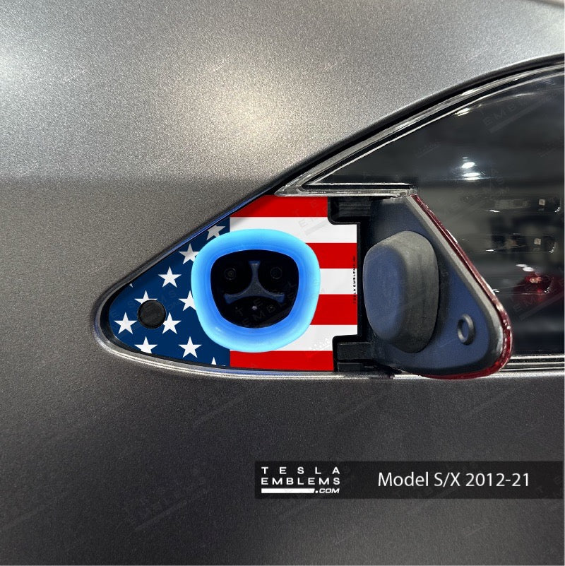 American Flag Tesla Charge Port Wrap