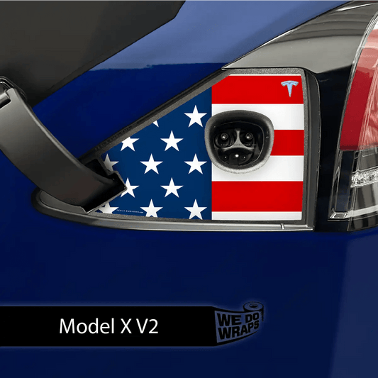 American Flag Tesla Charge Port Wrap | Model X - Tesla Emblems
