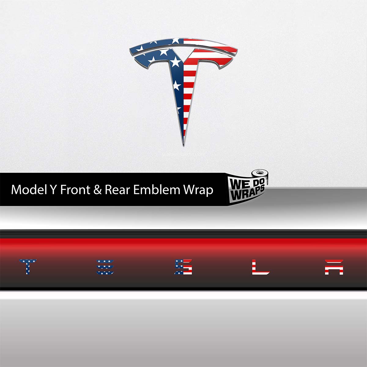 American Flag Tesla Emblem Decals (Front + Back) | Model Y - Tesla Emblems