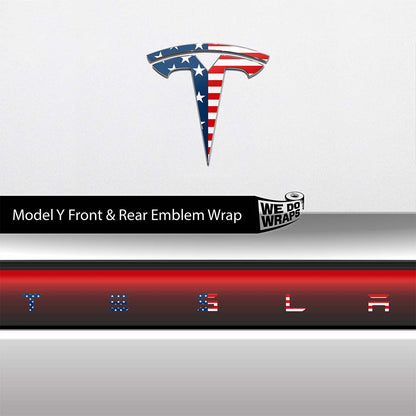 American Flag Tesla Emblem Decals (Front + Back) | Model Y - Tesla Emblems