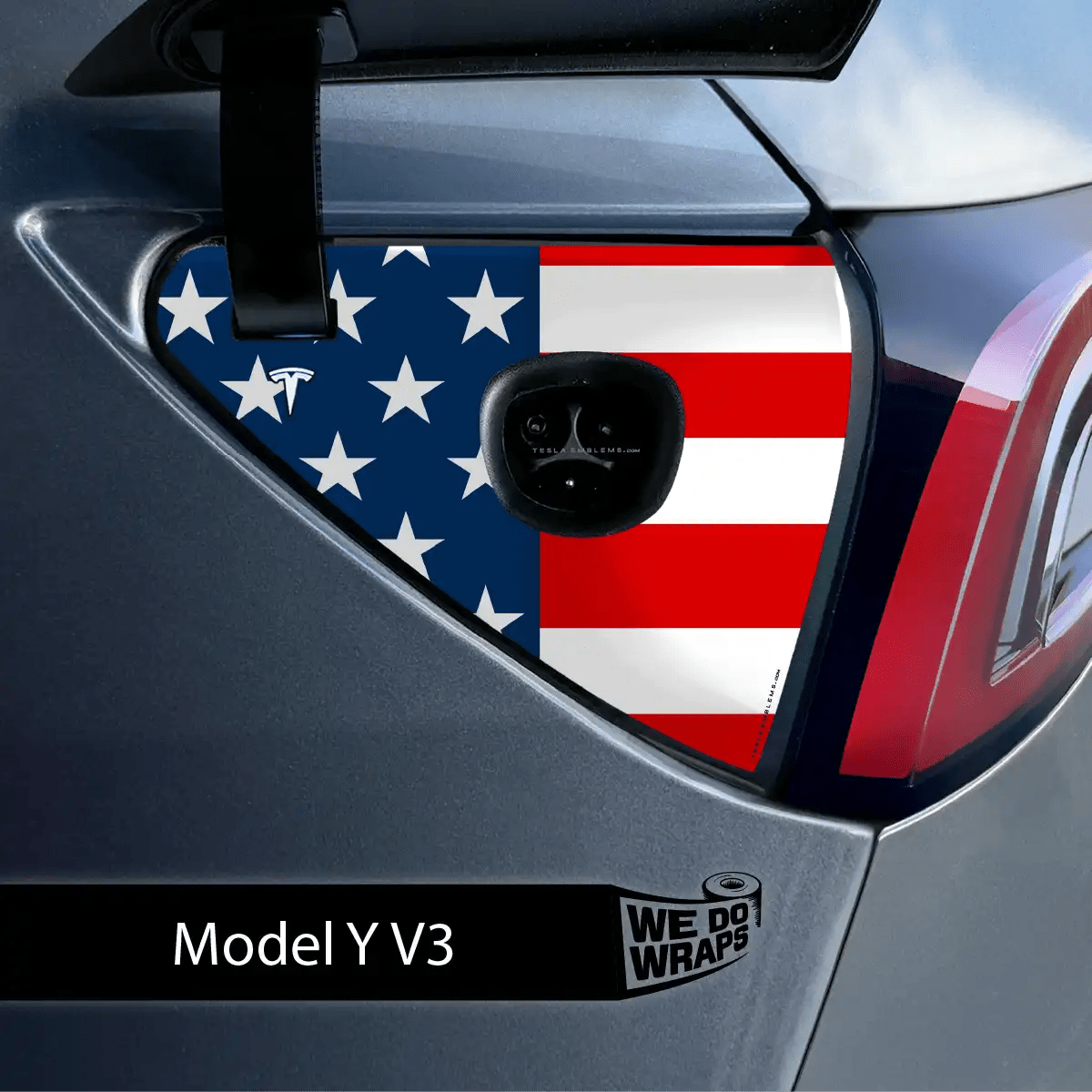 American Flag Tesla Charge Port Wrap | Model Y - Tesla Emblems