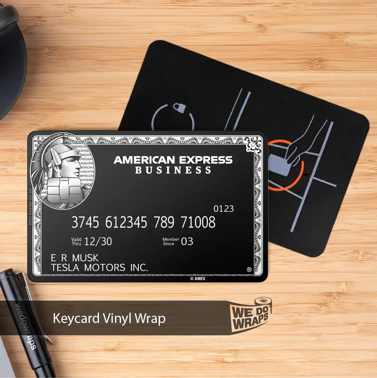 AMEX Black Card Business Classic Tesla Keycard Decal - Tesla Emblems