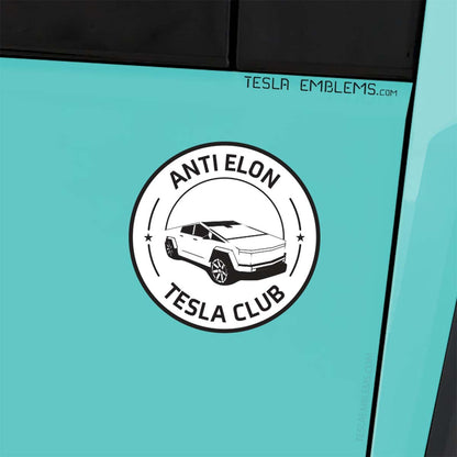 Anti Elon Tesla Club Badge | Vinyl Decal / Sticker - Tesla Emblems