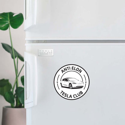 Anti Elon Tesla Club Badge | Vinyl Decal / Sticker - Tesla Emblems