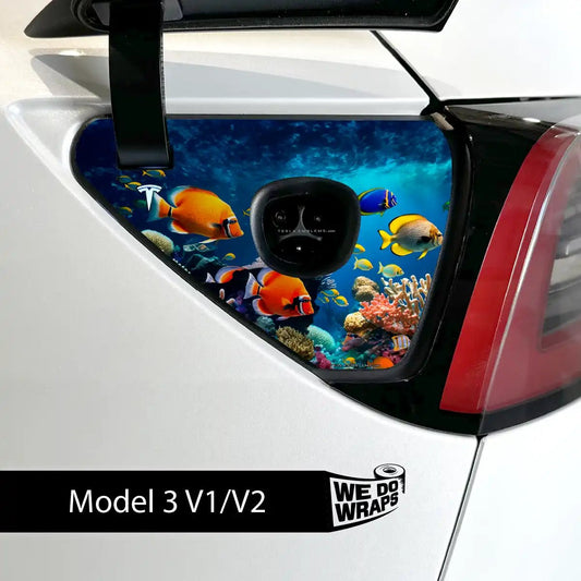 Aquarium Tesla Charge Port Wrap | Model 3 - Tesla Emblems