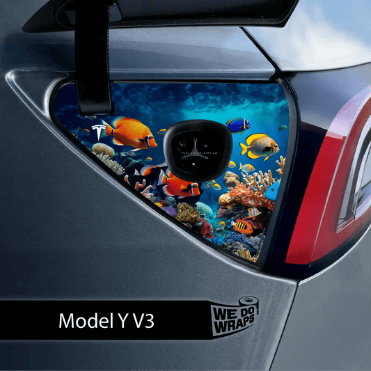 Aquarium Tesla Charge Port Wrap | Model Y - Tesla Emblems
