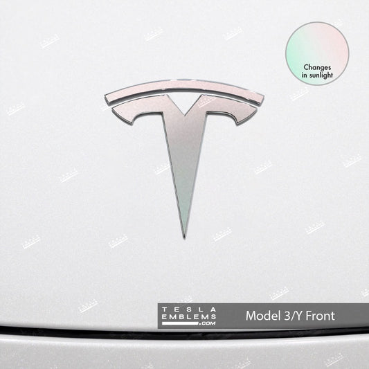 KPMF Matte Aurora Pearl Tesla Emblem Decals (Front + Back) - Tesla Emblems